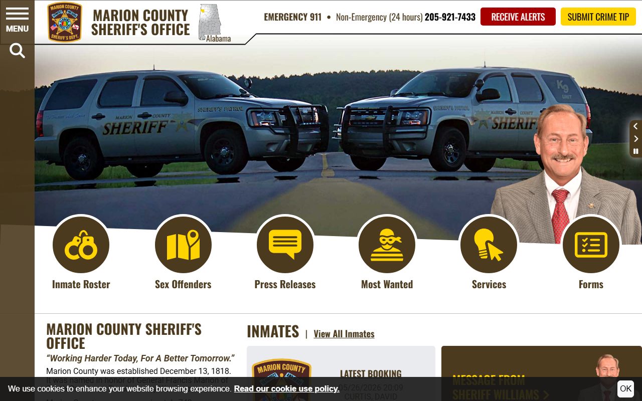 Marion County inmate population Sheriff homepage inmate module
